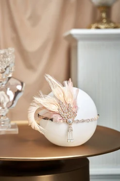 BABEYOND Headpieces & Fascinators|Rhinestone Leaf Feather Headpiece
