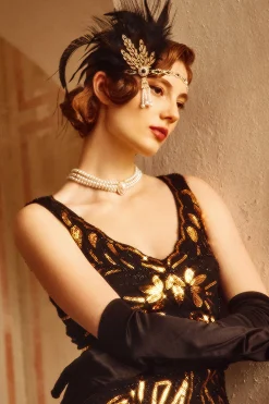 BABEYOND Headpieces & Fascinators|Rhinestone Leaf Feather Headpiece