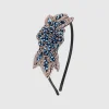 BABEYOND Headpieces & Fascinators|Rhinestone Leaf Velvet Headband Blue