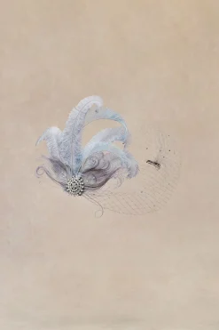 BABEYOND Headpieces & Fascinators|Rhinestone Studded Feather Veil Fascinator