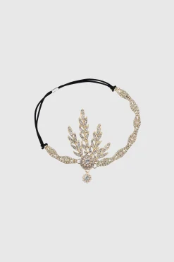 BABEYOND Headpieces & Fascinators|Rhinestone Studded Leaf Hairband