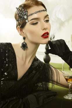 BABEYOND Headpieces & Fascinators|Rhinestone Studded Leaf Hairband