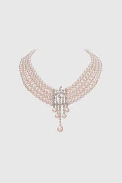 BABEYOND Jewelry|Rhinestone Studded Multi-Layer Pearl Necklace