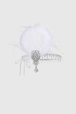 BABEYOND Headpieces & Fascinators|Rhinestone Studded Ostrich Feather Headband