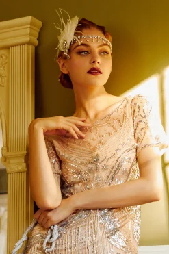 BABEYOND Headpieces & Fascinators|Rhinestone Studded Ostrich Feather Headband