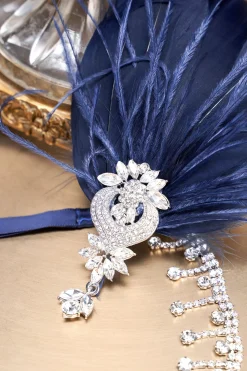BABEYOND Headpieces & Fascinators|Rhinestone Studded Ostrich Feather Headband