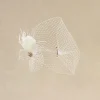 BABEYOND Headpieces & Fascinators|Rhinestone Studded Veil Feather Fascinator White