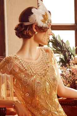 BABEYOND Headpieces & Fascinators|Roaring 20S Leaf Feather Headband White