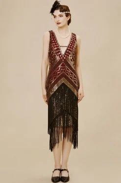 BABEYOND Dresses|Rolling 20S Deep V-Neck Prom Dress