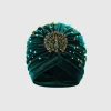 BABEYOND Headpieces & Fascinators|1920S Beaded Peacock Turban Hat Dark Green