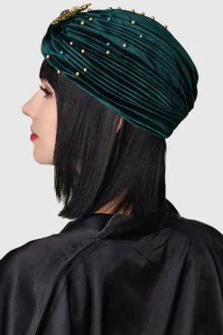 BABEYOND Headpieces & Fascinators|1920S Beaded Peacock Turban Hat Dark Green