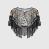 BABEYOND Shawls & Scarves|1920S Beaded Sequin Floral Shawl Black/Gold