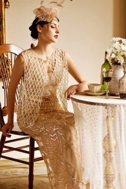 BABEYOND Shawls & Scarves|1920S Elegant Woven Pearl Vest Shawl Cream