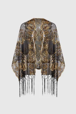 BABEYOND Shawls & Scarves|1920S Embroidered Sequin Peacock Shawl