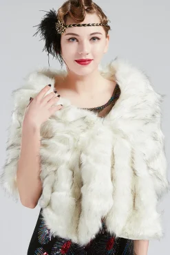 BABEYOND Shawls & Scarves|1920S Faux Fur Scarf Wrap Evening Cape