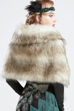 BABEYOND Shawls & Scarves|1920S Faux Fur Scarf Wrap Evening Cape