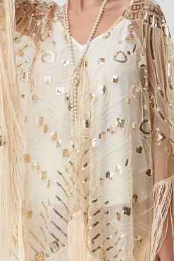 BABEYOND Shawls & Scarves|1920S Knee Length Fringed Shawl