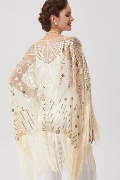 BABEYOND Shawls & Scarves|1920S Knee Length Fringed Shawl