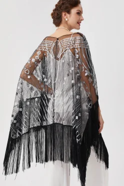 BABEYOND Shawls & Scarves|1920S Knee Length Fringed Shawl