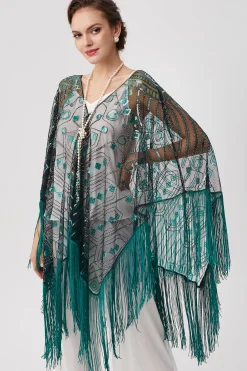 BABEYOND Shawls & Scarves|1920S Knee Length Fringed Shawl