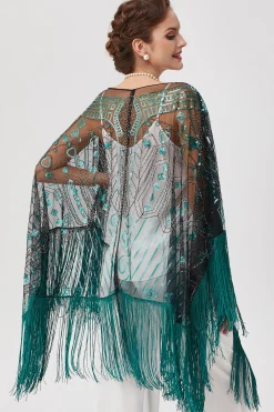 BABEYOND Shawls & Scarves|1920S Knee Length Fringed Shawl