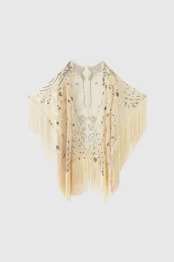BABEYOND Shawls & Scarves|1920S Knee Length Fringed Shawl