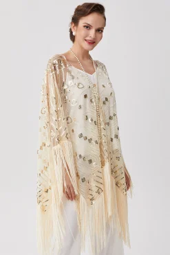 BABEYOND Shawls & Scarves|1920S Knee Length Fringed Shawl