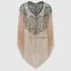 BABEYOND Shawls & Scarves|1920S Long Fringed Beaded Shawl Black/Gold