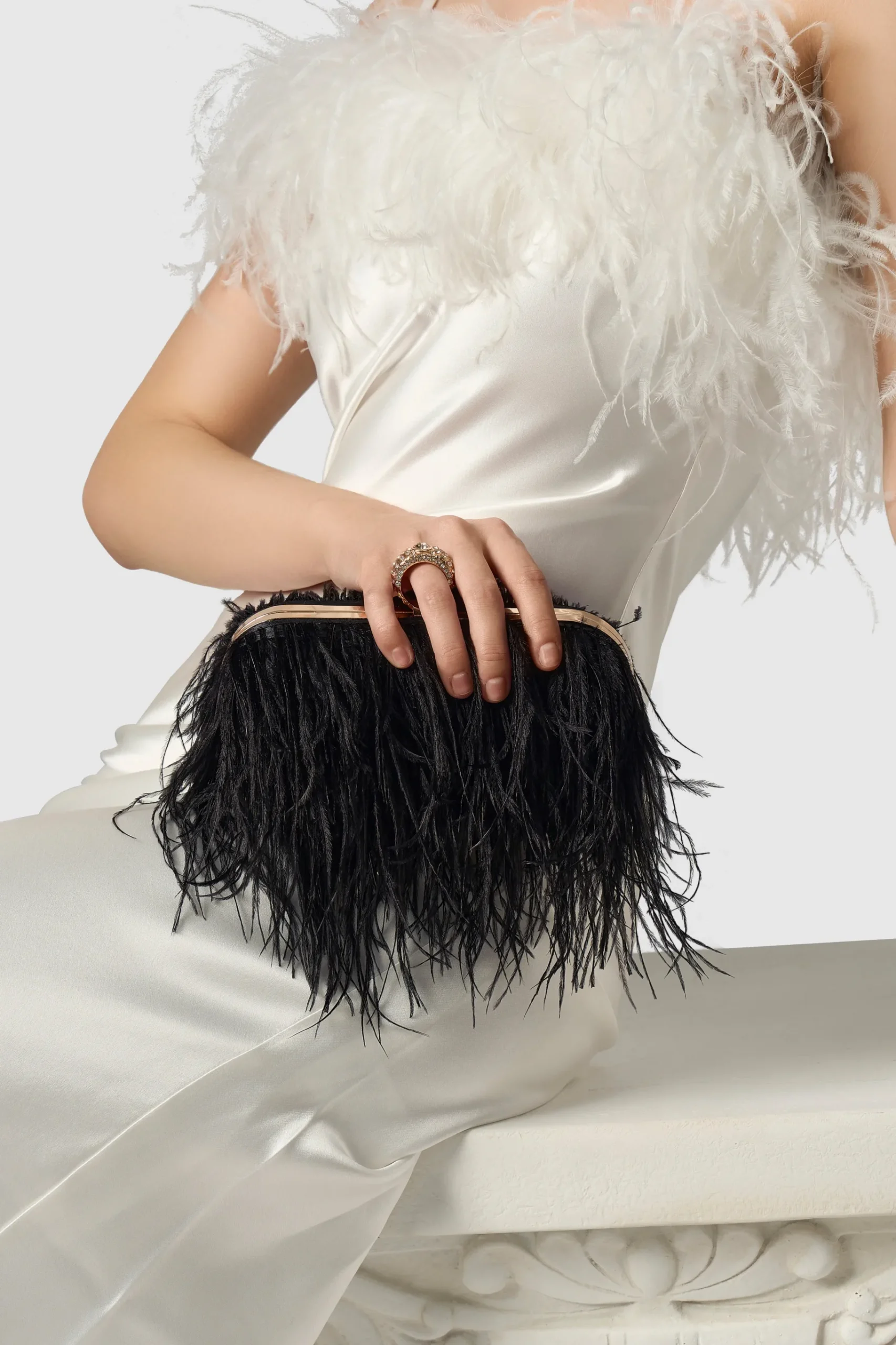 BABEYOND Handbags|1920S Luxury Ostrich Feather Clutch