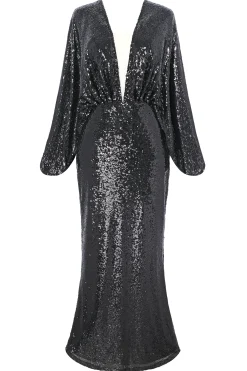 BABEYOND Dresses|Scoop Neck Sheer Angel Sleeve Maxi Dress
