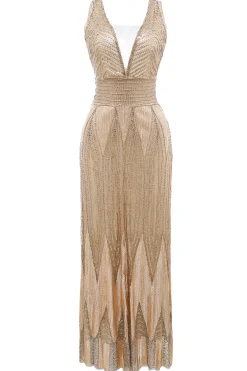 BABEYOND Dresses|Scoop Neck Sheer Side Slit Sequin Dress Champagne