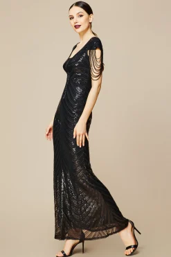 BABEYOND Dresses|Sheer Scoop Neck Iridescent Sequin Dress