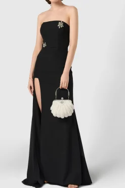 BABEYOND Handbags|Shell Shaped Pearl Beaded Clutch Cream