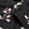 BABEYOND Evening Gloves|Short Satin Crystal Beads Gloves Black