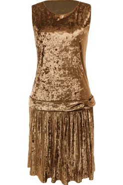 BABEYOND Dresses|Sleeveless Crew Neck Mini Gatsby Dress Coffee