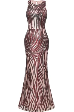 BABEYOND Dresses|Sleeveless Round Neck Sequin Maxi Dress Dark Red