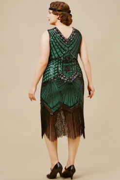 BABEYOND Dresses|Sleeveless V-Neck Cocktail Party Plus Dress Dark Green