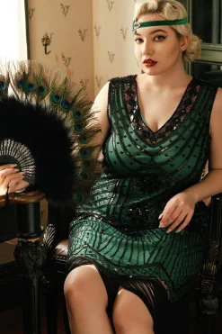 BABEYOND Dresses|Sleeveless V-Neck Cocktail Party Plus Dress Dark Green