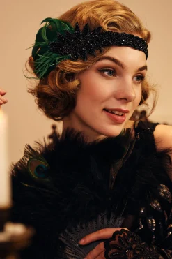 BABEYOND Headpieces & Fascinators|Sparkle Crystal Leaf Feather Headband
