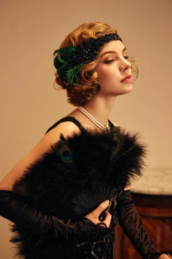 BABEYOND Headpieces & Fascinators|Sparkle Crystal Leaf Feather Headband