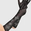 BABEYOND Evening Gloves|Studded Rhinestone Butterfly Stretchy Gloves Black/Silver