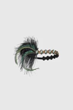 BABEYOND Headpieces & Fascinators|Stunning Rhinestone Peacock Headband Dark Green