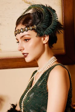 BABEYOND Headpieces & Fascinators|Stunning Rhinestone Peacock Headband Dark Green