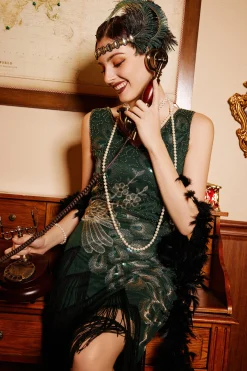 BABEYOND Headpieces & Fascinators|Stunning Rhinestone Peacock Headband Dark Green