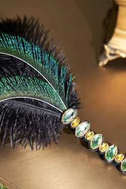 BABEYOND Headpieces & Fascinators|Stunning Rhinestone Peacock Headband Dark Green