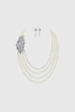 BABEYOND Jewelry|Styling Layered Pearl Rhinestone Necklace Set Cream