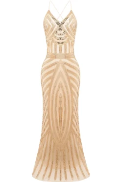 BABEYOND Dresses|Suspender Mermaid Sequin Maxi Dress Gold