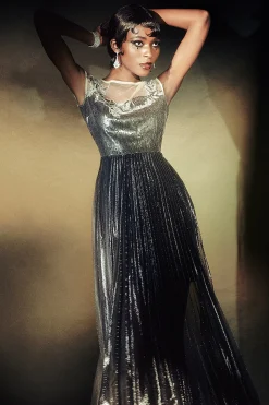 BABEYOND Dresses|The Story Of An Awakening Sequins Pleating Flapper Dress Silver