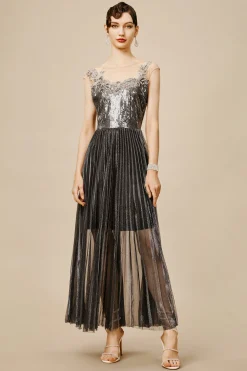 BABEYOND Dresses|The Story Of An Awakening Sequins Pleating Flapper Dress Silver