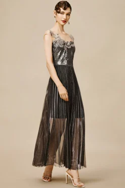 BABEYOND Dresses|The Story Of An Awakening Sequins Pleating Flapper Dress Silver